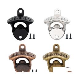 Openers Zinc Alloy Beer Bottle Opener Creative Vintage Wallmounted Wall Hook 4 Colors 1852 V2 Drop Delivery Home Garden Kitchen Dinin Dh0J3