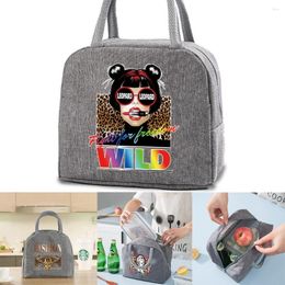 Duffel Bags Lunch Bag Kids Food Thermal Box Cooler Women Portable Picnic Organiser Insulated Canvas Pouch Leopard Print Handbag