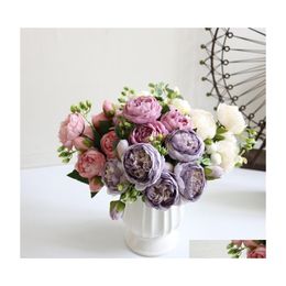 Decorative Flowers Wreaths 5 Heads Artificial Silk Rose Flower Bunch Plants Bouquet Fake Home Wedding Decoration Garden Floral Off Dhvs8