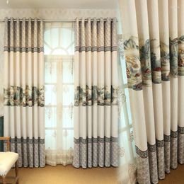 Curtain Chinese Style Landscape Jacquard Modern Minimalist High Shading Curtains For Living Dining Room Bedroom