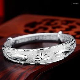 Bangle Luxury Color Silver Pisces Play Lotus Bracelets Bangles For Women Fashion Party Wedding Designer Jewelry Holiday Gifts