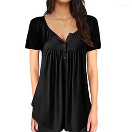 Women's T Shirts 2023 Women Summer V-Neck Short Sleeve Loose Sexy Camiseta Feminina Female Long Style Tops