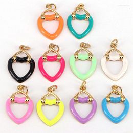 Pendant Necklaces 10Pcs Arrival Gold Plating Enamel Heart Dainty Colorful Charms Necklace Bracelet Jewelry Supply