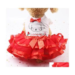 Dog Apparel Pet Tutu Lace Dress Cute Cat Fruit Princess Summer Breathable Clothes Party Costume Drop Delivery Home Garden Supplies Dhlkj