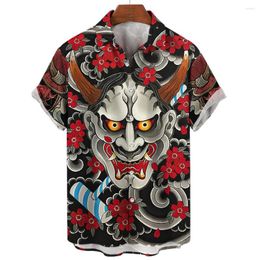 Men's Casual Shirts Vintage Men's Summer Clothing Horror Graphics Short Sleeve Tops Japanese Apparel Oversized 2023 Mens Hawaiian 5xl