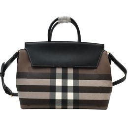 7a Checked Totes Bag Shoulder Messenger Bags Tartan Handbag Gold Letter Buckle Cowhide Genuine Leather Plain Strap Plaid Crossbody Purse