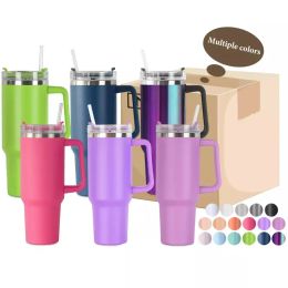 UPS 40oz Reusable Tumbler with Handle and Straw Stainless Steel Insulated Outdoor Travel Mug Tumblers Keep Drinks Cold