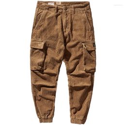 Men's Pants Japanese-Style Retro Corduroy Overalls Men 'S Autumn And Winter Thick All -Match Ankle-Tied Casual Trousers