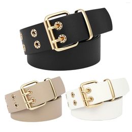 Belts Double Grommet Belt Corset Eyelet Pants PU Leather Punk Waist