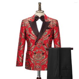 Men's Suits Gwenhwyfar Double Breasted Velvet 2-Piece Formal Costume For Male Slim Fit Groomsmen Wedding Tuxedo 2023