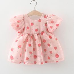 Girl Dresses Summer Outfits Born Baby Clothes Toddler Cartoon Cute Strawberry Short Sleeve Mesh Infant Princess Dress BC195