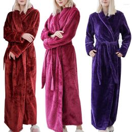 Women's Sleepwear 11.11 Fashion Solid Color Women Thick Bathrobe Soft Warm Long Plush Kimono Christmas Gift For Friend