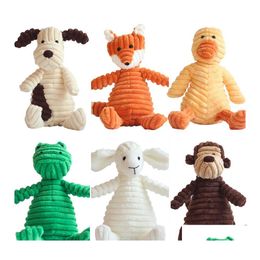 Dog Toys Chews Pet Biteresistant Corduroy Sound Plush Toy Teddy Small Animal Drop Delivery Home Garden Supplies Oto6H