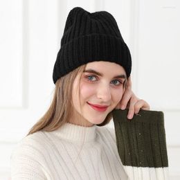 Berets Q Knit Hat Female Beanies Winter Hats For Warmer Double Layer Thick Student Cap Soft Wool Casual Caps Sweet Girls Bonnet