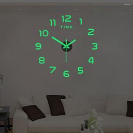 Wall Clocks 3D Roman Numeral Clock Luminous DIY Acrylic Mirror Stickers Modern Punch-free Mute Digital For Home Living Room Decor