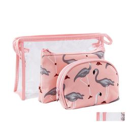 Storage Bags Printing Cosmetics Waterproof Transparent Bag Pvc Wash Package 3Pcs 1Set Drop Delivery Home Garden Housekee Organisation Dh0Mj