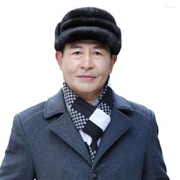 Berets 2023 Winter Fur Hat For Men Real Mink Caps Luxury Designer Bomber Male Genuine Head Warm Gift