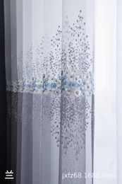 Curtain Living Room Bedroom Fabric Small Fresh Colour Matching Gradient Flower Embroidered Window Screen