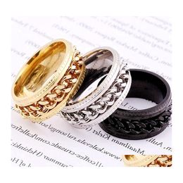 Couple Rings Bk Lots 30Pcs Classic Chain Rotating Stainless Steel Trendy Punk Rock Men Women Wedding Finger Holiday Gift Anniversary Dhebr