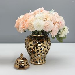 Storage Bottles Traditional Ceramic Ginger Jar Flower Table Centerpiece Porcelain