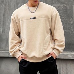 Men's Hoodies Casual Mens Fleece Top Sweatshirts 2023 Fall Winter Fashion Simple Solid Color Loose Pullovers Men Long Sleeve O Neck
