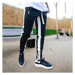 Men's Pants Men's Casual Jogger Contrast Colour Sportive Trousers With Zipper Leg Openning Male Jersey Drawstring Elastic Sweatpants