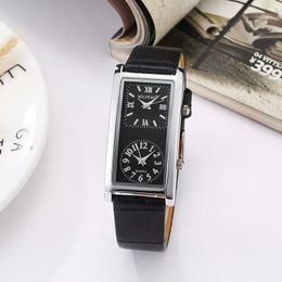 Wristwatches Style Brand Fashion Casual 2 Dial Time Zone Quartz Ladies Clock Black White Elegant Leather Bracelet For Woman Watch