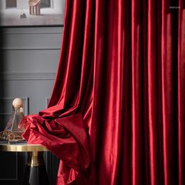 Curtain Retro Thickened Light Luxury Velvet Blackout Red Chinese Home B&B Solid Color Background