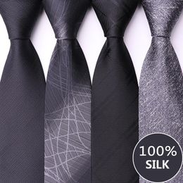 Bow Ties Men's Top Quality Silk 8CM Wide Tie For Men Business Suit Work Necktie Male Fashion Formal Neck With Gift Box