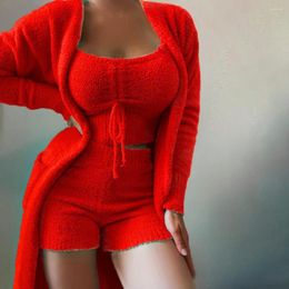 Women's Tracksuits 1 Set Women Outfit Pockets Warm Sexy Temperament Thick Sleepwear