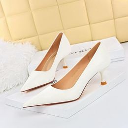 Dress Shoes BIGTREE2023 Women Fetish 5.5cm High Heels Escarpins Lady Party Prom Wedding Bridal Female Valentine White Office Pumps