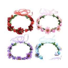 Other Event Party Supplies Artificial Flowers Hair Band Wedding Brides Flower Crown Ocean Vacation Wreaths Weddings Garland Hairba Dhqbe