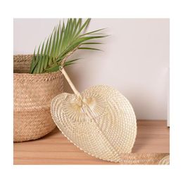 Disposable Cups Straws Hand Woven St Bamboo Fan Baby Environmental Protection Mosquito Repellent For Summer Wedding Favor Party Gi Dhw4S