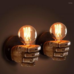 Wall Lamp European Style Retro Fist Resin Loft Industrial Sushi Bar Restaurant Cafe Decoration Antique Decorative ZM1205