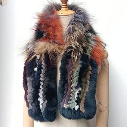 Scarves 2023 Winter Women Thick Real Fur Scarf Fashion Female Fluffy Genuine Ladies Neck Warmer