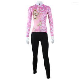 Racing Jackets Long Sleeve Cycling Jersey For Women Pink Flowers Designed Tops Full Zipper Women's Bike