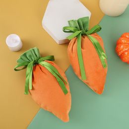 Gift Wrap 10PCS Easter Velvet Bag Carrot Jewellery Basket Candy Bags With Drawstring For S Cookie Snack Pouch