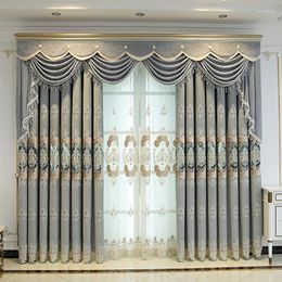 Curtain European Style Shading Embroidery Light Luxury Atmosphere Finished Product Curtains For Living Dining Room Bedroom