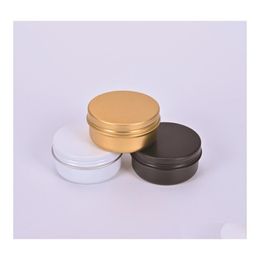 Packing Boxes 50G 50Ml Aluminium Jar Gold Black White Cosmetic Cream Tin Metal Container Aromatherapy Wax Storage Pot Screw Lid Sn371 Dhcc9