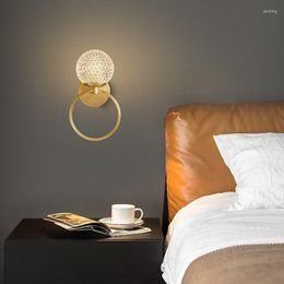 Wall Lamp Decorative Modern Bedroom Bedside LED Golden Luxury Acrylic Shade Copper Flush Mount Sconce Light Fitting Luminaire