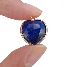 Pendant Necklaces 10 Pcs Natural Blue Lapis Lazuli Bezel Set Heart Shaped For Women Necklace Making