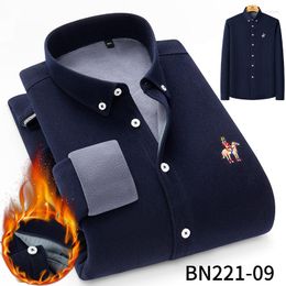 Men's Casual Shirts Autumn And Winter 2023 Men's Corduroy Warm Shirt Thickened Cashmere Men Business Long Sleeve