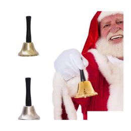 Christmas Decorations Hand Bell Portable Santa Claus Rattles Party Xmas Wooden Handle Bells Props Festival Supplies Drop Delivery Ho Otqwu