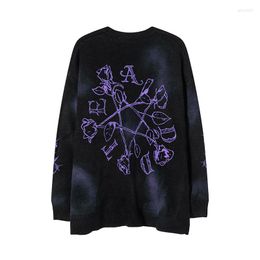 Men's Sweaters Knitted Long Sleeve Men's Oversize Sweater Throns Death Rose Grunge Gothic Clothes Y2k Streetwear Goth Men Clothing