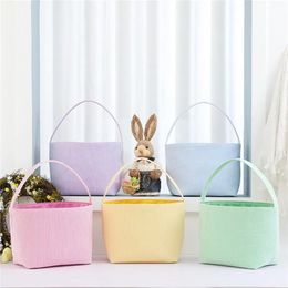 Personalised Seersucker Striped Basket Festive Easter Candy Gift Bag Easters Eggs Bucket Outdoor Tote Bag Festival Home Decor U0118