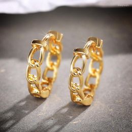 Hoop Earrings Huitan Chain For Women Metallic Style Silver Color/Gold Colour Link Twist Geometric Simple Fashion Jewellery