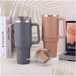 Tumblers 40Oz Mug Tumbler With Handle Insated Lids St Stainless Steel Coffee Termos Cup Drop Delivery Home Garden Kitchen Dining Bar Dh9Ej
