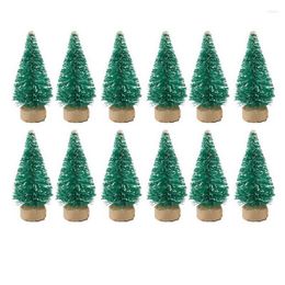 Christmas Decorations 12PC Mini Tree Pine DIY Xmas For Home Artificial Navidad Ornaments Year Decor Kids Gift