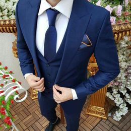 Men's Suits Latest Design Blue For Business Man Tuxedo Groom Wedding Terno Masculino Costume Homme Mens Classic Suit 3 Piece