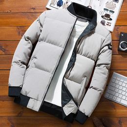 Men's Jackets Korean Fashion Autumn Jacket Puffer Men Thick Warm Coat Stand Collar Bomber Baseball Casual Clothes